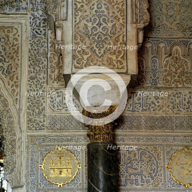 Alcázar of Seville, palace of King Pedro, detail of the decoration of the Royal Hall.