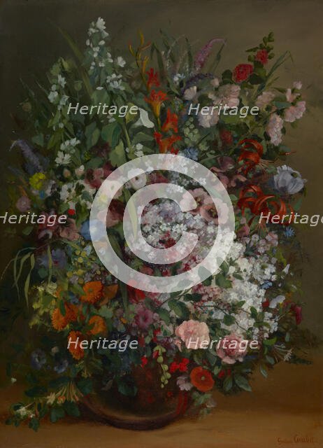 Bouquet of Flowers in a Vase, 1862. Creator: Gustave Courbet.