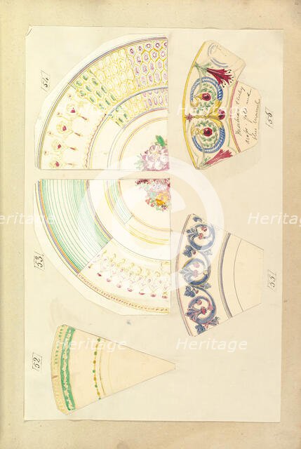 Nine Designs for Decorated Plates, 1845-55. Creator: Alfred Crowquill.
