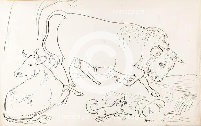 Two Cows And A Dog, 1825-1839. Creator: James Howe.