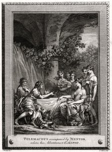 'Telemachus accompanied by Mentor, relates his Adventures to Calypso', 1774. Artist: J Collyer
