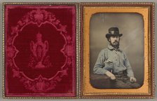 Untitled, c. 1850. [Bearded man in hat and shirt].  Creator: Unknown.