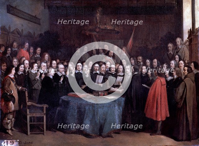 Treaty of Münster (1648), Preliminary of the Peace of Westphalia, which ended the Thirty Years War.