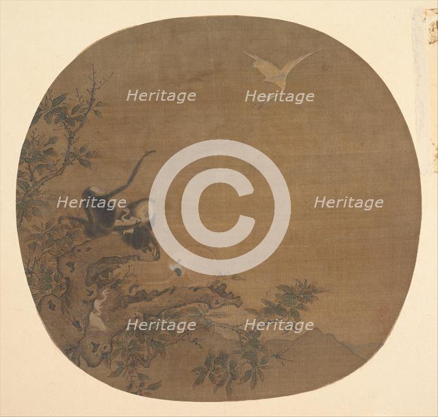 Gibbons Raiding an Egret's Nest, late 12th century. Creator: Unknown.