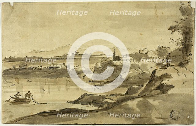 Landscape with Fisherman in Lake, n.d. Creator: Adam Pynacker.