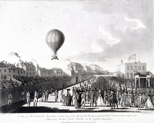 Vincenzo Lunardi's balloon ascending from Artillery Ground, City Road, Finsbury, London, 1784. Artist: Francis Jukes