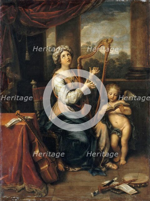 Saint Cecilia sings the praises of the Lord , 1691. Creator: Mignard, Pierre (1612-1695).
