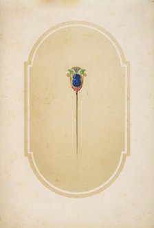 Design for a pin with a blue scarab, 19th century. Creator: Anon.