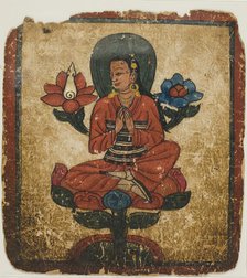 Figure Seated on Lotus, from a Set of Initiation Cards (Tsakali), 14th/15th century. Creator: Unknown.