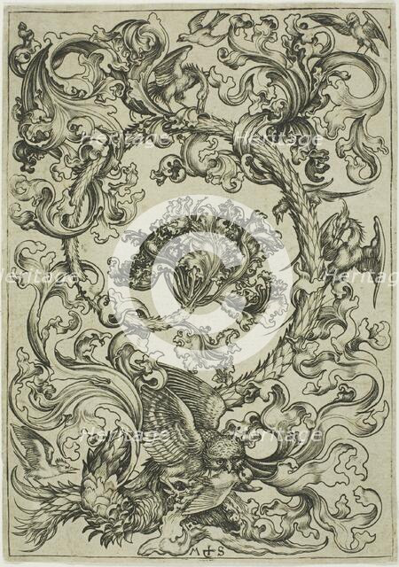 Ornament with Owl Mocked by Day Birds, c. 1474. Creator: Martin Schongauer.