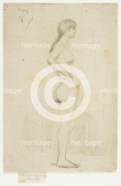 Study from the Nude of a Girl Standing, 1890. Creator: Theodore Roussel.