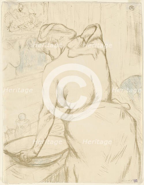 Woman at her Toilette, Washing Herself (Femme qui se lave, La toilette), 1896. Creator: Toulouse-Lautrec, Henri, de (1864-1901).