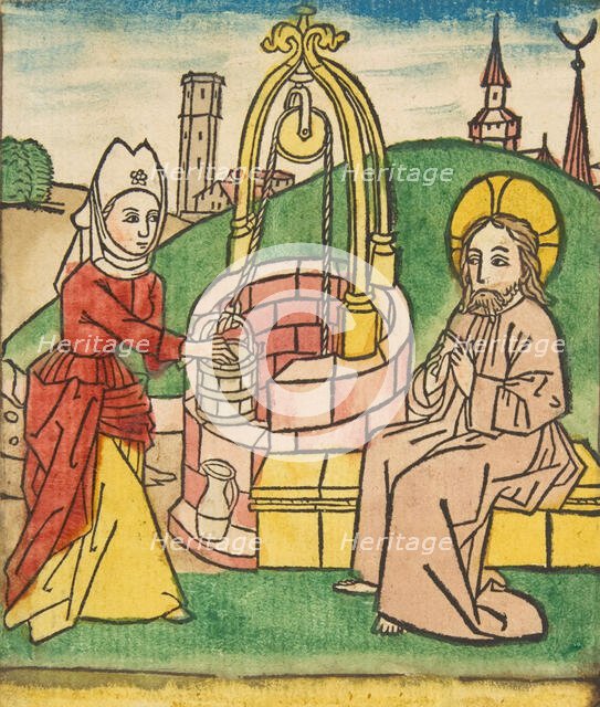 Christ and the Samaritan Woman (Schr. 141c), 15th century., 15th century. Creator: Anon.
