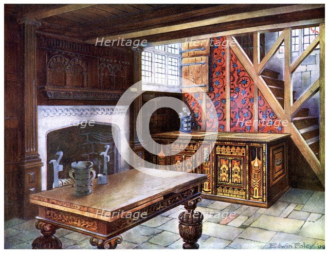 Inlaid Nonsuch chest, 1910.Artist: Edwin Foley