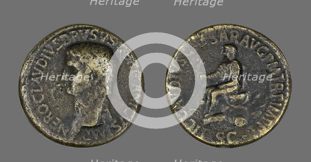 Sestertius (Coin) Portraying Drusus, 43. Creator: Unknown.