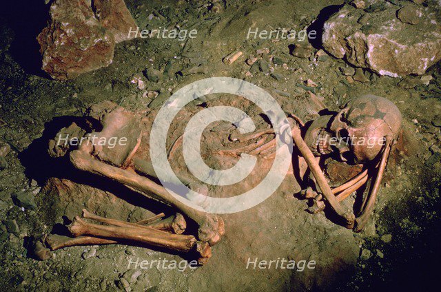 Paleolithic ritual burial of a woman. Artist: Unknown