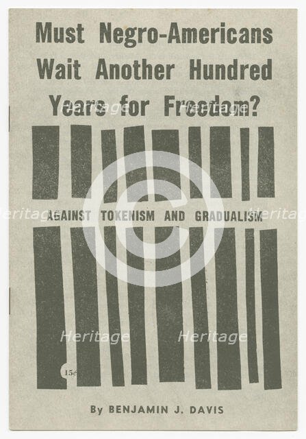 'Must Negro-Americans Wait Another Hundred Years for Freedom?: Against Tokenism...', 1963. Creator: Unknown.