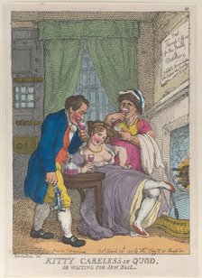 Kitty Careless in Quod or Waiting for Jew Bail, March 28, 1811., March 28, 1811. Creator: Thomas Rowlandson.