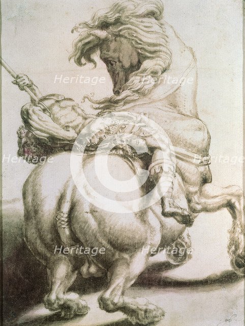 'Rider Pierced by a Spear', 16th century. Artist: Francesco Salviati