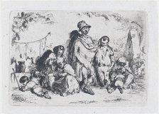 Plate 2: a group of people in the street, possibly beggars, from the series of customs and..., 1850. Creator: Francisco Lameyer Berenguer.