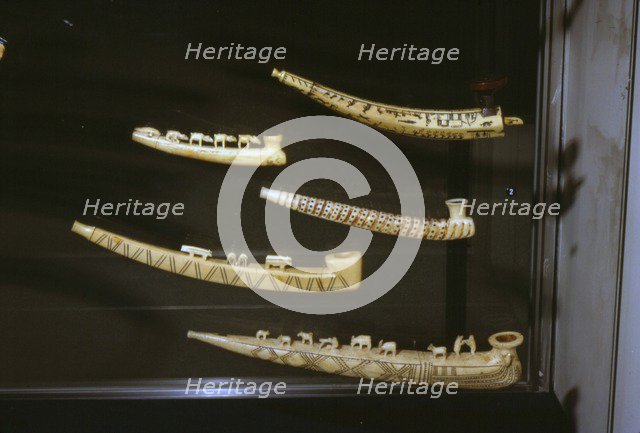 Eskimo Carving, Ivory Tobacco Pipes, Alaska and Canada, 19th Century.  Artist: Unknown.