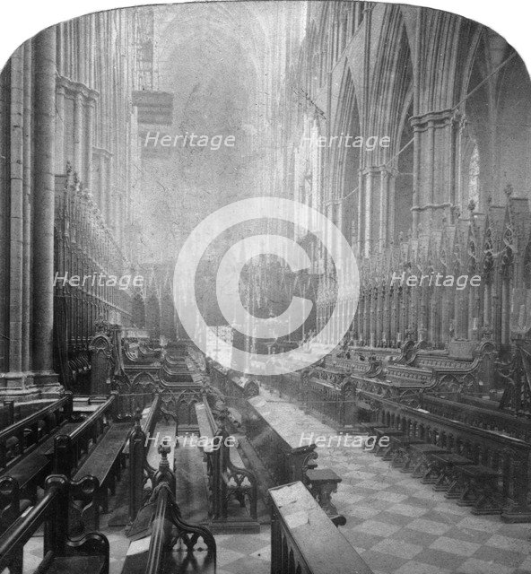 Interior of Westminster Abbey, London, late 19th century.Artist: Underwood & Underwood