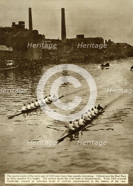 The Oxford and Cambridge Boat Race, London, 1923, (1935). Creator: Unknown.