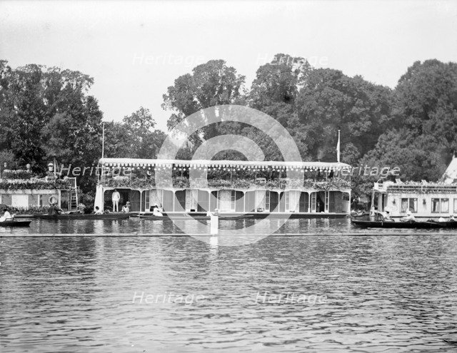 Houseboats on the river during the Henley Regatta, Henley-on-Thames, Oxfordshire, c1860-c1920. Artist: Henry Taunt