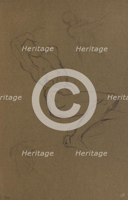 Three studies of a male nude, c1840-1900. Creator: George Frederick Watts.