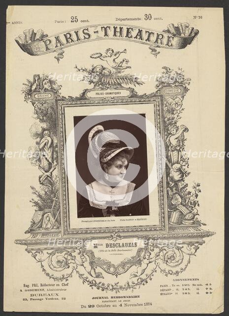 Paris Theatre: Mlle. Desclauzas, 1874. Creator: Gaston & Mathieu & Cie.