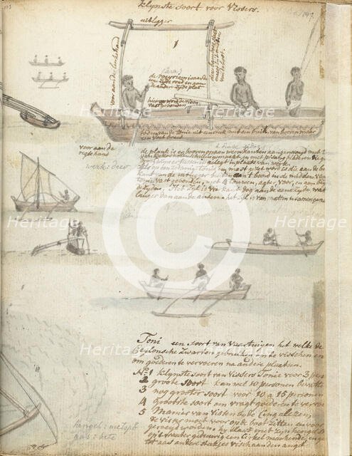 Dhoni, fishing boats in the Bay of Galle, 1786. Creator: Jan Brandes.