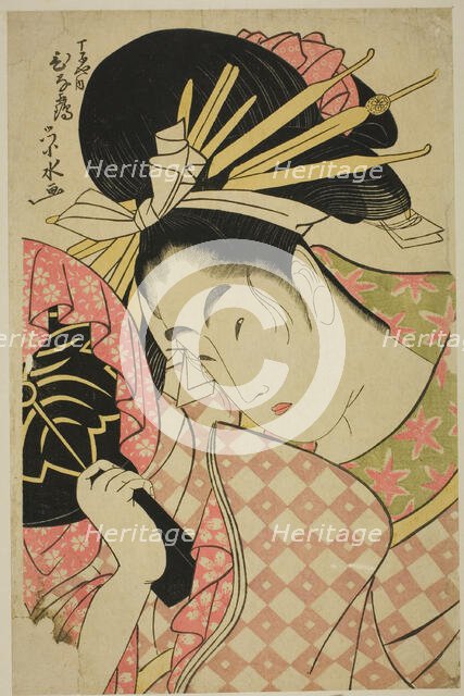 The courtesan Hinazuru of the Chojiya, 1790/1823. Creator: Ichirakutei Eisui.