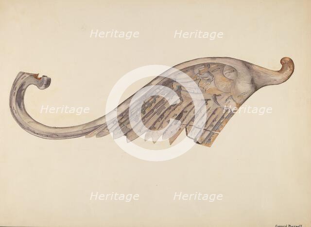 Woodcarving - Wing, c. 1939. Creator: Cleon Barton.
