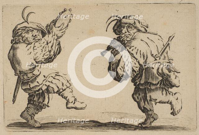 Les Danseurs a la Flute et au Tambourin (Two Dancers Playing the Flute and the Tambouri..., 1617-20. Creator: Jacques Callot.