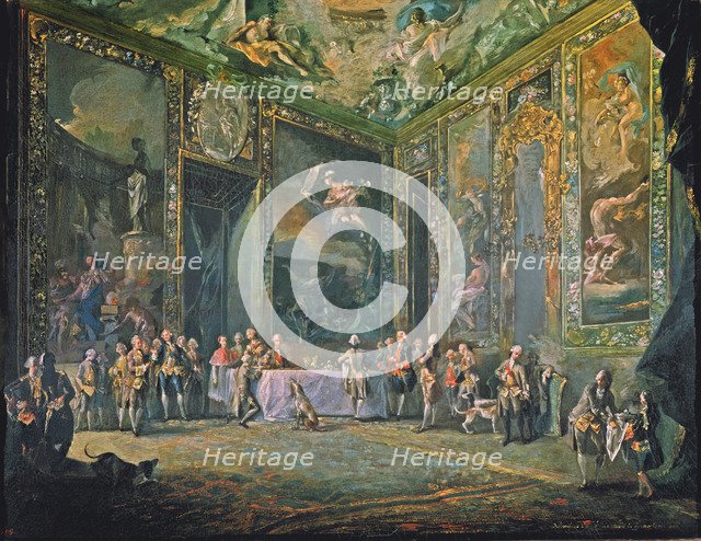 Charles the Third, eating before his court'.