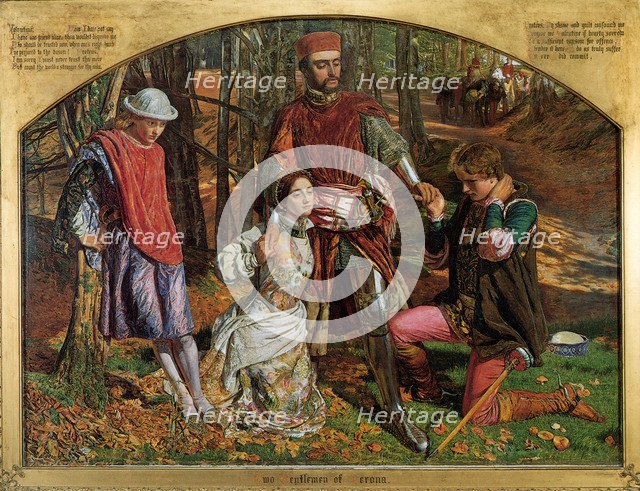 'Valentine Rescuing Sylvia from Proteus', 1851.  Artist: William Holman Hunt