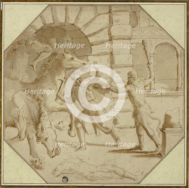Hercules Felling King Diomedes, 1540/46. Creator: Giulio Romano.