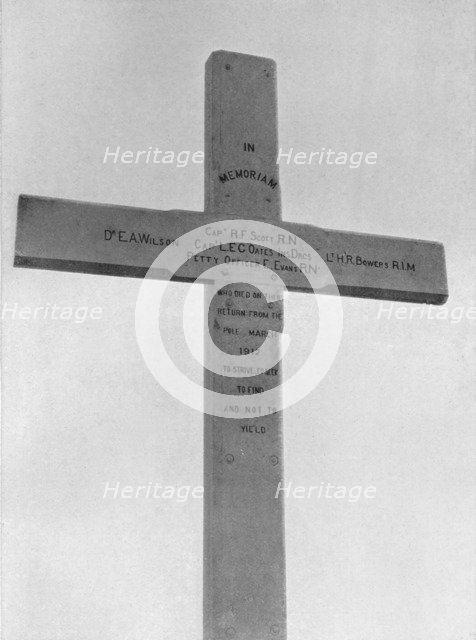 'Memorial Cross Erected at Observation Hill to the Southern Party', 1913. Artist: Frank Debenham.