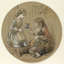 Girl Bringing Food to Poor Children, n.d. Creator: Hablot Knight Browne.