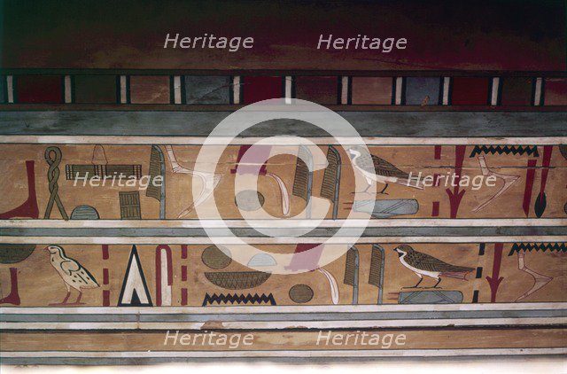 Egyptian Hieroglyphs on inside of outer coffin of steward, Seni from El Bersha, Egypt, c2000 BC Artist: Unknown.