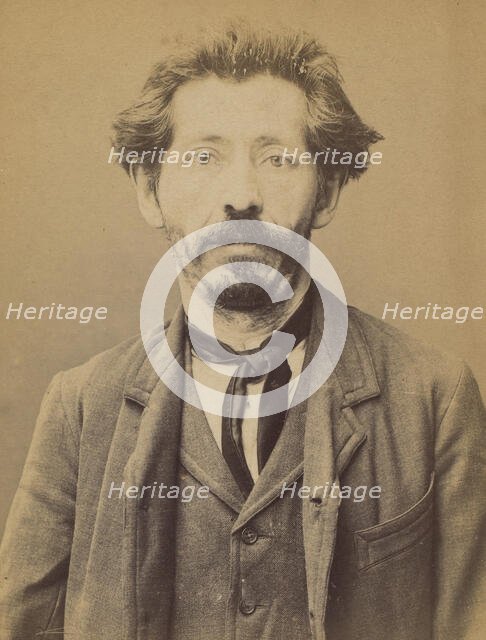 Lutringer. Pierre, Léopold. 43 ans, né le 25/11/50 à Stenay (Meuse). Cordonnier. Anarchist..., 1894. Creator: Alphonse Bertillon.