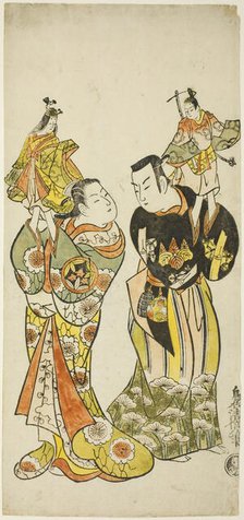 The Actors Yamashita Kinsaku I and Hayakawa Hatsuse as puppeteers in the play "Diary Kept ..., 1725. Creator: Torii Kiyomasu.