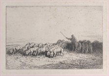 A Herd of Pigs, 1850. Creator: Charles Emile Jacque.