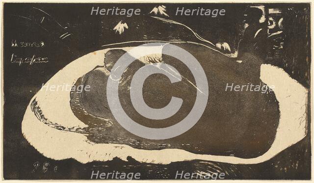 Manao Tupapau (She is Haunted by a Spirit), 1893-1894. Creator: Paul Gauguin.