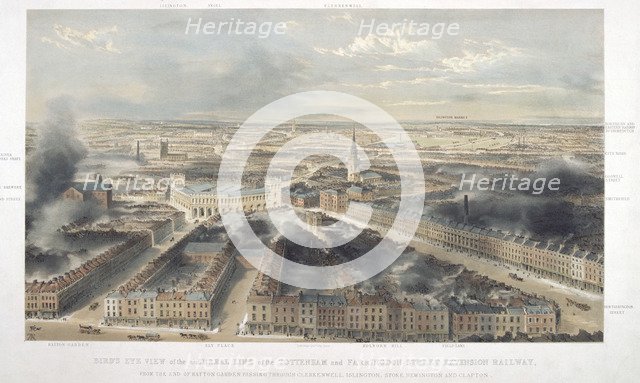 Aerial view of London, 1846. Artist: Anon