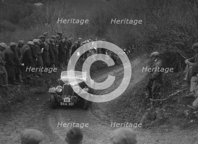 Triumph of HF Burt competing in the MCC Lands End Trial, 1935. Artist: Bill Brunell.
