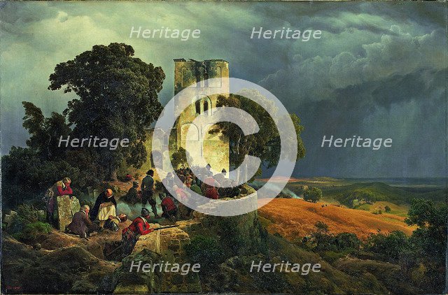 The Siege (Defense of a Church Courtyard During the Thirty Years’ War), 1848. Artist: Lessing, Carl Friedrich (1808-1880)