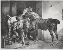 Le maréchal anglais (The English blacksmith). From 'Études de chevaux, Grands chevaux'..., 1822. Creator: Theodore Gericault.