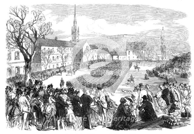 The Defence of Canada: inspection of volunteers at Quebec, 1870. Creator: Unknown.