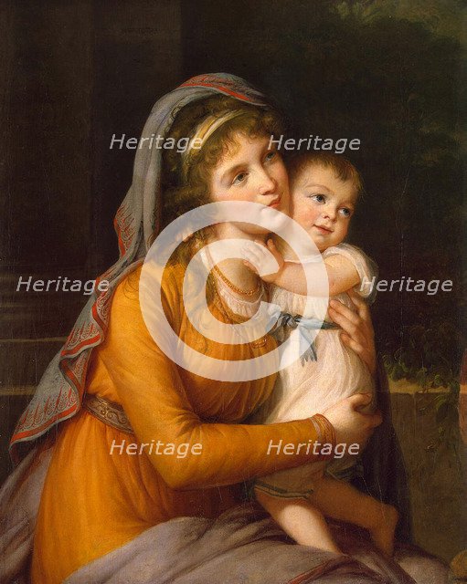 Portrait of Baroness Anna Sergeyevna Stroganova (1765-1824) with Her Son, c. 1800. Artist: Vigée-Lebrun, Marie Louise Elisabeth (1755-1842)